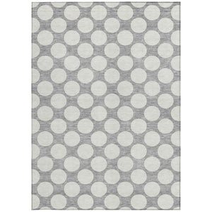 Homeroots 3' Black And Ivory Polka Dot Washable Area Rug For Home, Patio, Porch, And High Traffic Spaces 5' X 8' Polyester 595230