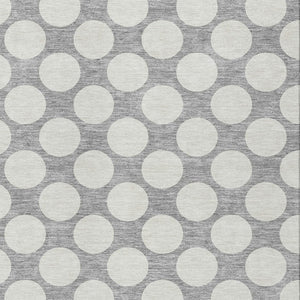 Homeroots 3' Black And Ivory Polka Dot Washable Area Rug For Home, Patio, Porch, And High Traffic Spaces 5' X 8' Polyester 595230