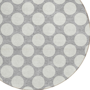 Homeroots 3' Black And Ivory Polka Dot Washable Area Rug For Home, Patio, Porch, And High Traffic Spaces 8' Round Polyester 595231