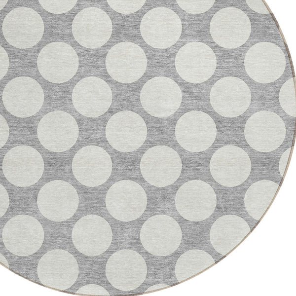 Homeroots 3' Black And Ivory Polka Dot Washable Area Rug For Home, Patio, Porch, And High Traffic Spaces 8' Round Polyester 595231