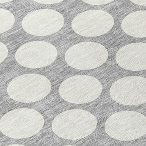 Homeroots 3' Black And Ivory Polka Dot Washable Area Rug For Home, Patio, Porch, And High Traffic Spaces 8' Round Polyester 595231