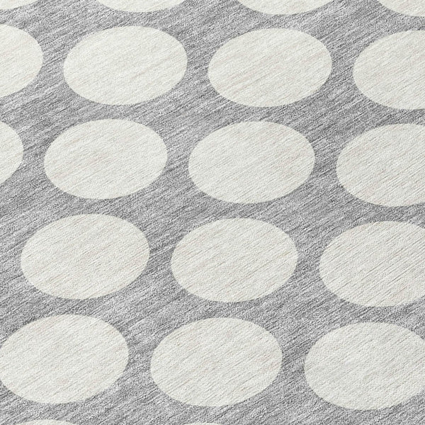 Homeroots 3' Black And Ivory Polka Dot Washable Area Rug For Home, Patio, Porch, And High Traffic Spaces 8' Round Polyester 595231