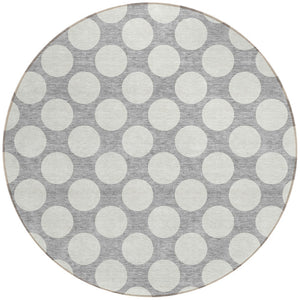 Homeroots 3' Black And Ivory Polka Dot Washable Area Rug For Home, Patio, Porch, And High Traffic Spaces 8' Round Polyester 595231
