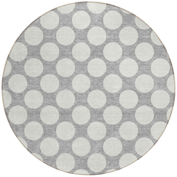 Homeroots 3' Black And Ivory Polka Dot Washable Area Rug For Home, Patio, Porch, And High Traffic Spaces 8' Round Polyester 595231