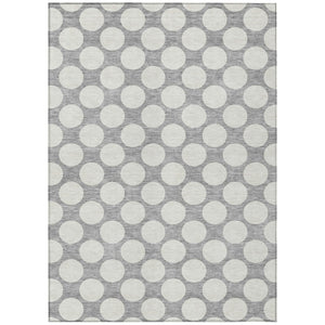HomeRoots 5' Gray and Silver Polka Dot Area Rug - Stylish, Washable, Indoor-Outdoor Design for Any Space 8' X 10' 595232
