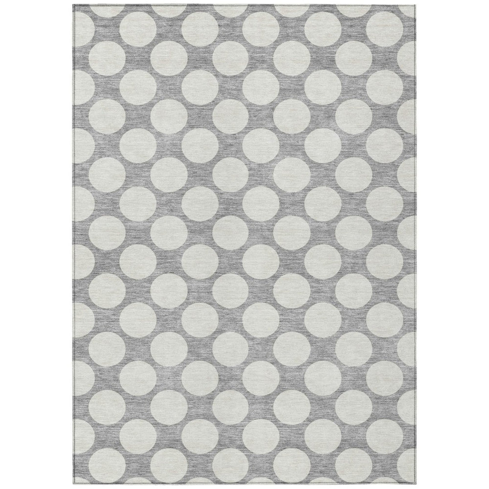 HomeRoots 9' X 12' Gray and Silver Polka Dot Indoor/Outdoor Area Rug – Stylish, Washable, and Durable Design! 595233