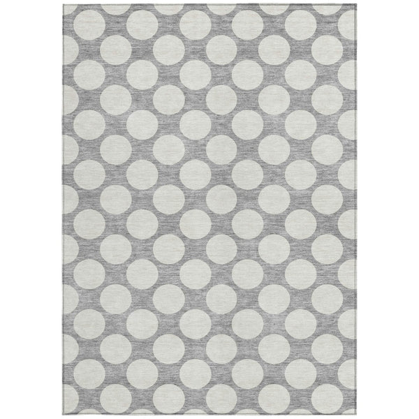 Homeroots 3' Black And Ivory Polka Dot Washable Area Rug For Home, Patio, Porch, And High Traffic Spaces 10' X 14' Polyester 595234