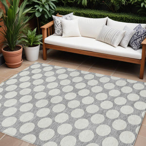 Homeroots 3' Black And Ivory Polka Dot Washable Area Rug For Home, Patio, Porch, And High Traffic Spaces 10' X 14' Polyester 595234