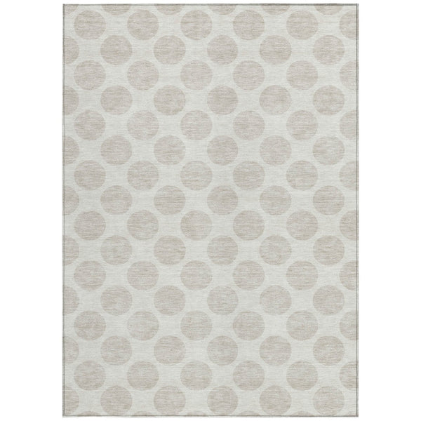 Homeroots 3' Black And Ivory Polka Dot Washable Area Rug For Home, Patio, Porch, And High Traffic Spaces 5' X 8' Polyester 595236