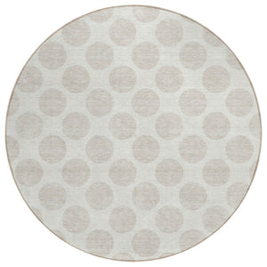 HomeRoots 5' Ivory and Gray Polka Dot Indoor Outdoor Area Rug – Durable, Washable, Stylish for Any Space 8' Round 595237