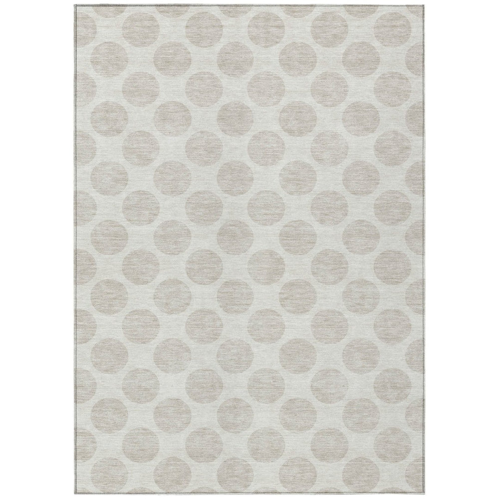 HomeRoots 9' X 12' Ivory Gray Polka Dot Indoor Outdoor Area Rug - Durable, Washable, Versatile for Any Space 595239