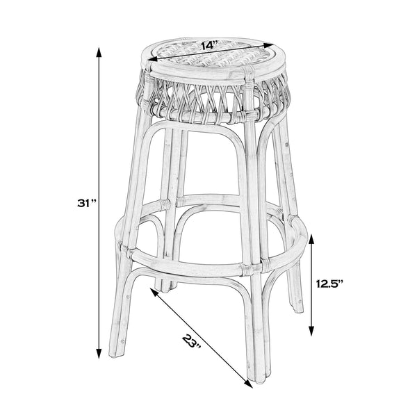 Butler Specialty Company Antigua Rattan Bar Stool - 30.5" Seat Height, Coastal Elegance & Durability Natural Rattan 5952404-butler