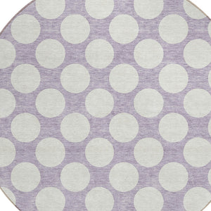 Homeroots 3' Black And Ivory Polka Dot Washable Area Rug For Home, Patio, Porch, And High Traffic Spaces 8' Round Polyester 595243