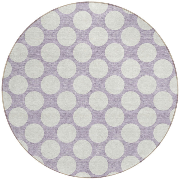 Homeroots 3' Black And Ivory Polka Dot Washable Area Rug For Home, Patio, Porch, And High Traffic Spaces 8' Round Polyester 595243