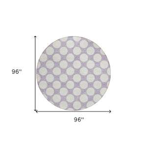 Homeroots 3' Black And Ivory Polka Dot Washable Area Rug For Home, Patio, Porch, And High Traffic Spaces 8' Round Polyester 595243