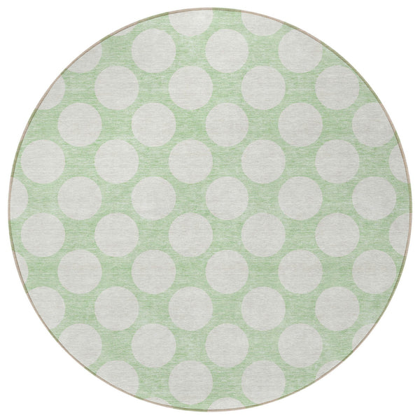 Homeroots 3' Black And Ivory Polka Dot Washable Area Rug For Home, Patio, Porch, And High Traffic Spaces 8' Round Polyester 595249