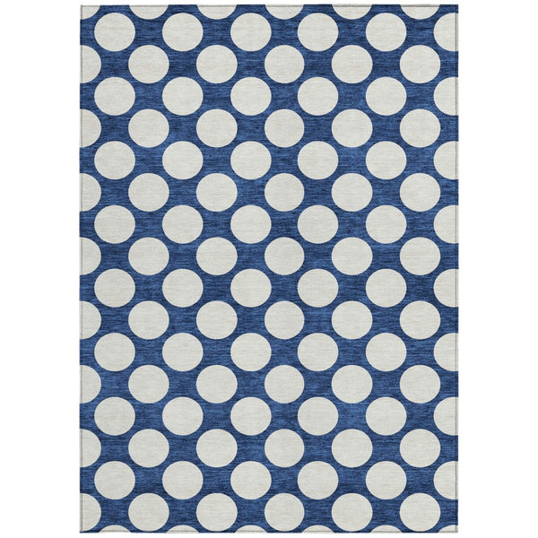 Homeroots 3' Black And Ivory Polka Dot Washable Area Rug For Home, Patio, Porch, And High Traffic Spaces 3' X 5' Polyester 595253