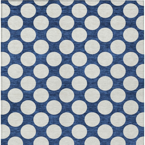 Homeroots 3' Black And Ivory Polka Dot Washable Area Rug For Home, Patio, Porch, And High Traffic Spaces 5' X 8' Polyester 595254