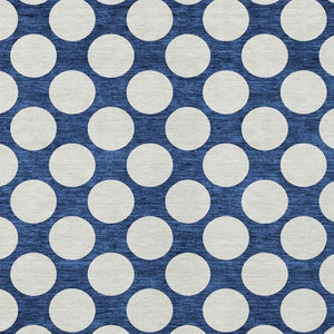 Homeroots 3' Black And Ivory Polka Dot Washable Area Rug For Home, Patio, Porch, And High Traffic Spaces 5' X 8' Polyester 595254