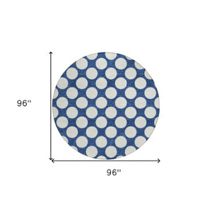 Homeroots 3' Black And Ivory Polka Dot Washable Area Rug For Home, Patio, Porch, And High Traffic Spaces 8' Round Polyester 595255