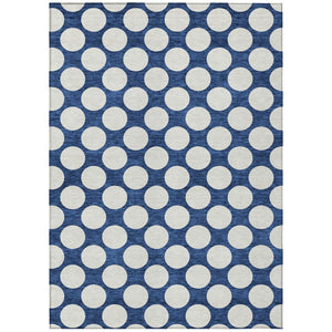 HomeRoots 5' Navy Blue and Ivory Polka Dot Area Rug - Stylish, Durable Indoor/Outdoor Accent for Any Space 8' X 10' 595256