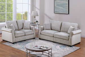 English Elm Contemporary Corduroy Sofa and Loveseat Set with Wooden Legs for Living Room B011S02181