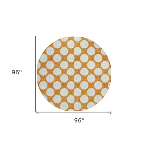 Homeroots 3' Black And Ivory Polka Dot Washable Area Rug For Home, Patio, Porch, And High Traffic Spaces 8' Round Polyester 595261