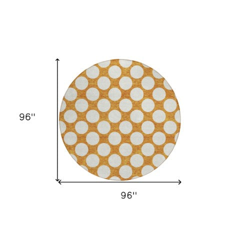 Homeroots 3' Black And Ivory Polka Dot Washable Area Rug For Home, Patio, Porch, And High Traffic Spaces 8' Round Polyester 595261