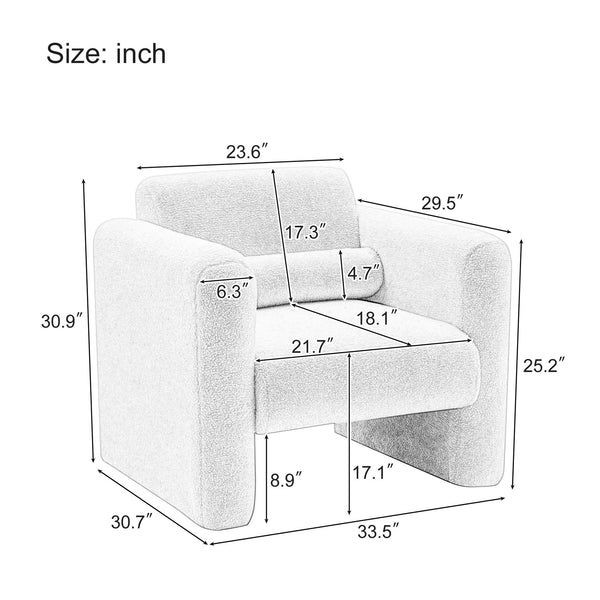 English Elm Modern Accent Chair Breathable Sherpa Upholstered Reading Armchair with Plush Cushion and Lumbar Support Cream 30 L x 25.75 W x 22.76 H WF325072AAC