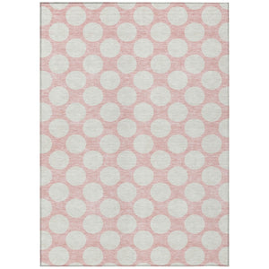 HomeRoots 5' Pink and Gray Polka Dot Washable Area Rug - Stylish, Durable, Indoor/Outdoor Décor for Any Space 10' X 14' 595270
