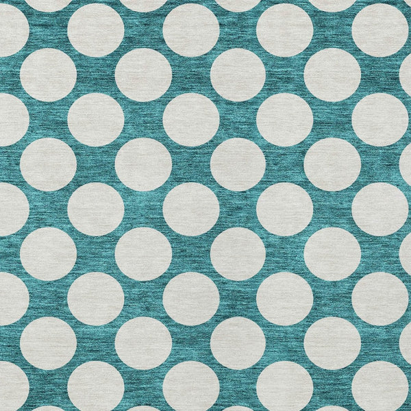 Homeroots 3' Black And Ivory Polka Dot Washable Area Rug For Home, Patio, Porch, And High Traffic Spaces 3' X 5' Polyester 595271