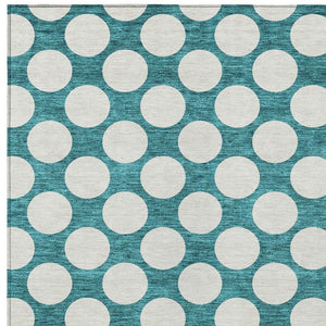 Homeroots 3' Black And Ivory Polka Dot Washable Area Rug For Home, Patio, Porch, And High Traffic Spaces 5' X 8' Polyester 595272