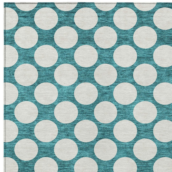 Homeroots 3' Black And Ivory Polka Dot Washable Area Rug For Home, Patio, Porch, And High Traffic Spaces 5' X 8' Polyester 595272