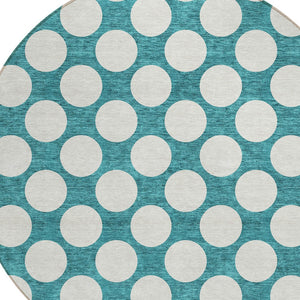 Homeroots 3' Black And Ivory Polka Dot Washable Area Rug For Home, Patio, Porch, And High Traffic Spaces 8' Round Polyester 595273