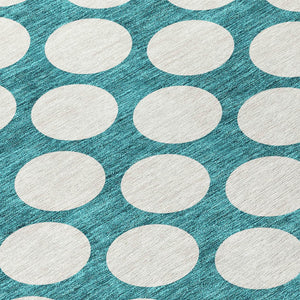 Homeroots 3' Black And Ivory Polka Dot Washable Area Rug For Home, Patio, Porch, And High Traffic Spaces 8' Round Polyester 595273
