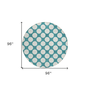 Homeroots 3' Black And Ivory Polka Dot Washable Area Rug For Home, Patio, Porch, And High Traffic Spaces 8' Round Polyester 595273