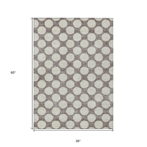 Homeroots 3' Black And Ivory Polka Dot Washable Area Rug For Home, Patio, Porch, And High Traffic Spaces 3' X 5' Polyester 595277