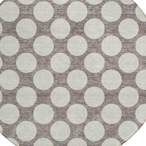 Homeroots 3' Black And Ivory Polka Dot Washable Area Rug For Home, Patio, Porch, And High Traffic Spaces 8' Round Polyester 595279
