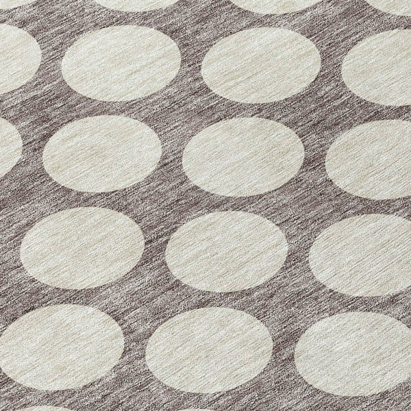 Homeroots 3' Black And Ivory Polka Dot Washable Area Rug For Home, Patio, Porch, And High Traffic Spaces 8' Round Polyester 595279