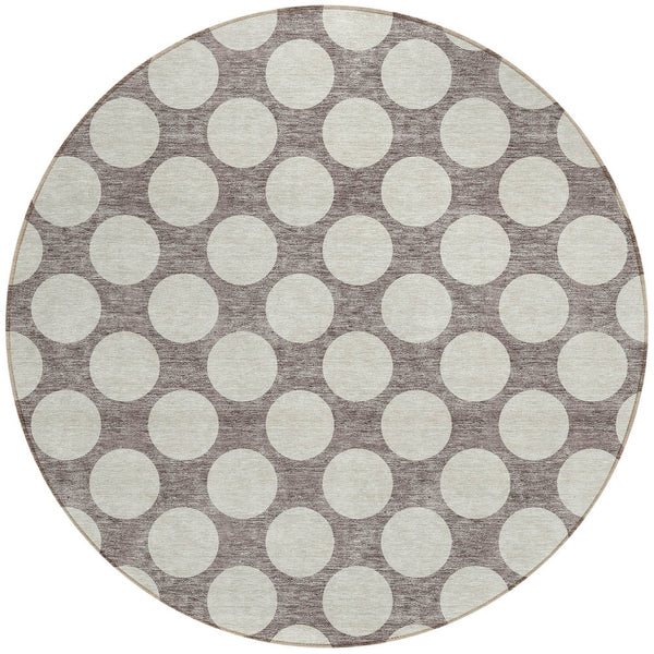Homeroots 3' Black And Ivory Polka Dot Washable Area Rug For Home, Patio, Porch, And High Traffic Spaces 8' Round Polyester 595279