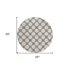 Homeroots 3' Black And Ivory Polka Dot Washable Area Rug For Home, Patio, Porch, And High Traffic Spaces 8' Round Polyester 595279