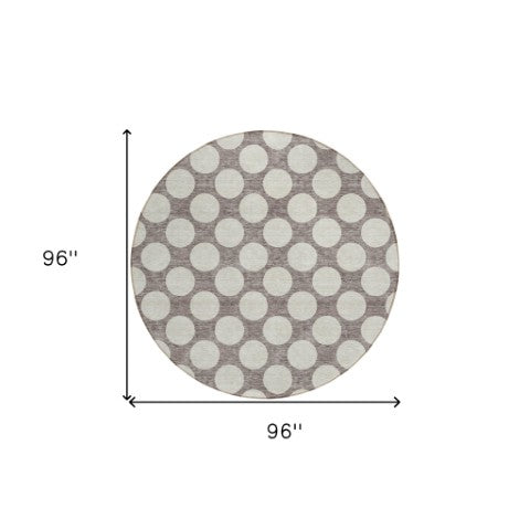 Homeroots 3' Black And Ivory Polka Dot Washable Area Rug For Home, Patio, Porch, And High Traffic Spaces 8' Round Polyester 595279