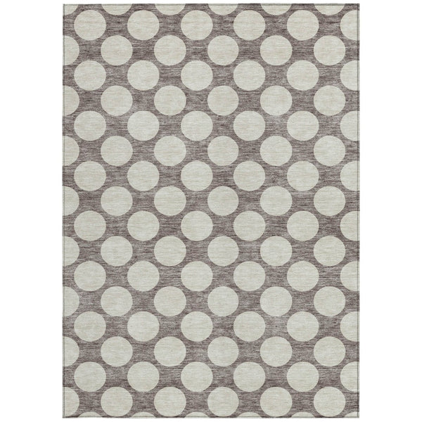 Homeroots 3' Black And Ivory Polka Dot Washable Area Rug For Home, Patio, Porch, And High Traffic Spaces 8' X 10' Polyester 595280