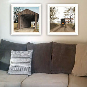 English Elm Trendy Decor 4u Billy Jacobs Pastoral Bridge 2 Piece White Framed Canvas Wall Art B067P256609