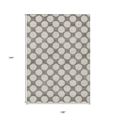 Homeroots 3' Black And Ivory Polka Dot Washable Area Rug For Home, Patio, Porch, And High Traffic Spaces 9' X 12' Polyester 595281