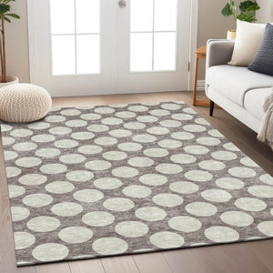 Homeroots 3' Black And Ivory Polka Dot Washable Area Rug For Home, Patio, Porch, And High Traffic Spaces 9' X 12' Polyester 595281