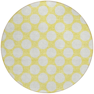 Homeroots 3' Black And Ivory Polka Dot Washable Area Rug For Home, Patio, Porch, And High Traffic Spaces 8' Round Polyester 595285