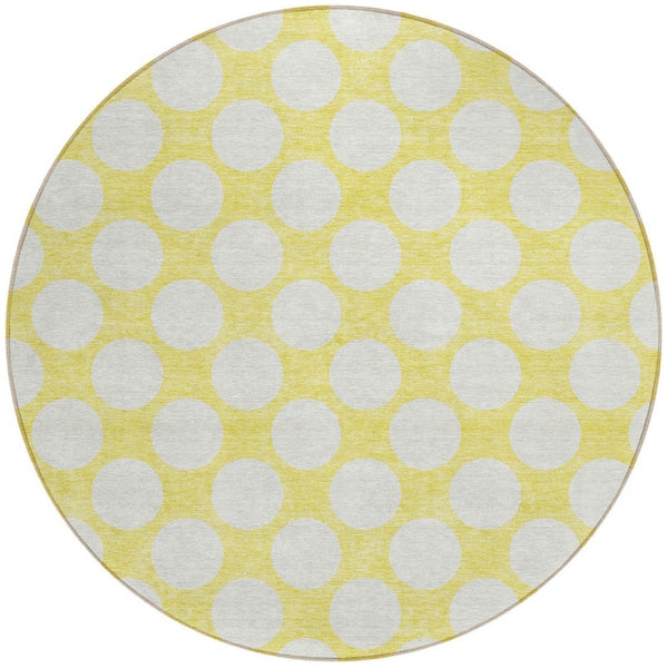 Homeroots 3' Black And Ivory Polka Dot Washable Area Rug For Home, Patio, Porch, And High Traffic Spaces 8' Round Polyester 595285