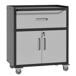 English Elm Sturdy Rolling Steel Garage Cabinet with Locking Doors One Drawer and Caster Wheels T2398P222833