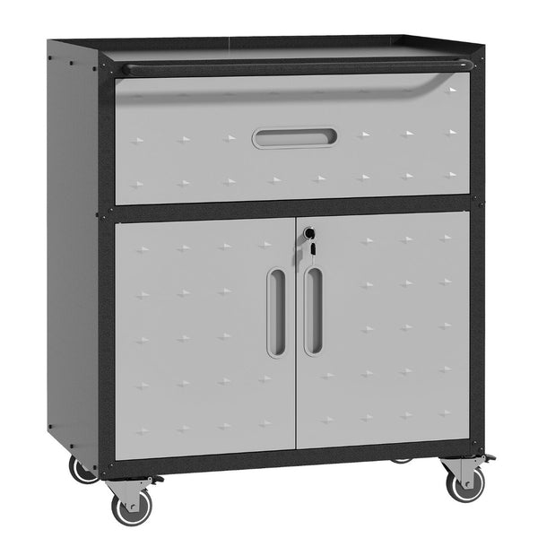 English Elm Sturdy Rolling Steel Garage Cabinet with Locking Doors One Drawer and Caster Wheels T2398P222833